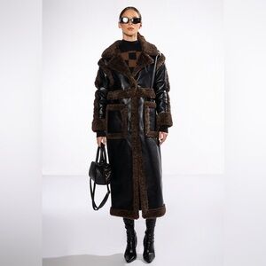 NWOT - AZALEA WANG - 3 in 1 Convertible Faux Leather Shearling Teddy Coat